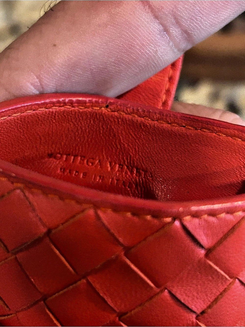 Bottega Veneta Intrecciato Leather Pouch Red Authentic Excellent Condition - Picture 3 of 4
